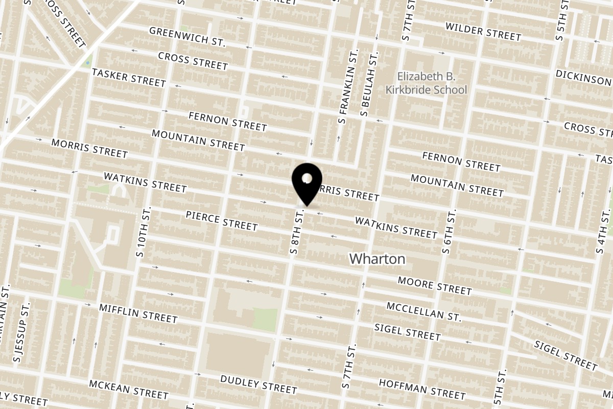 Map showing the location of Good Hatch on 1709 S 8th St in Philadelphia